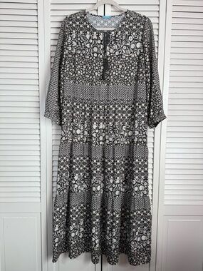 J. McLaughlin Hortense Tiered V-neck Tassel Midi Dress Floral Cottagecore Medium